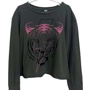 Girl's Pixie Lane Cropped Lightning Bolt Long Sleeves Graphic Tee - Size 9/10